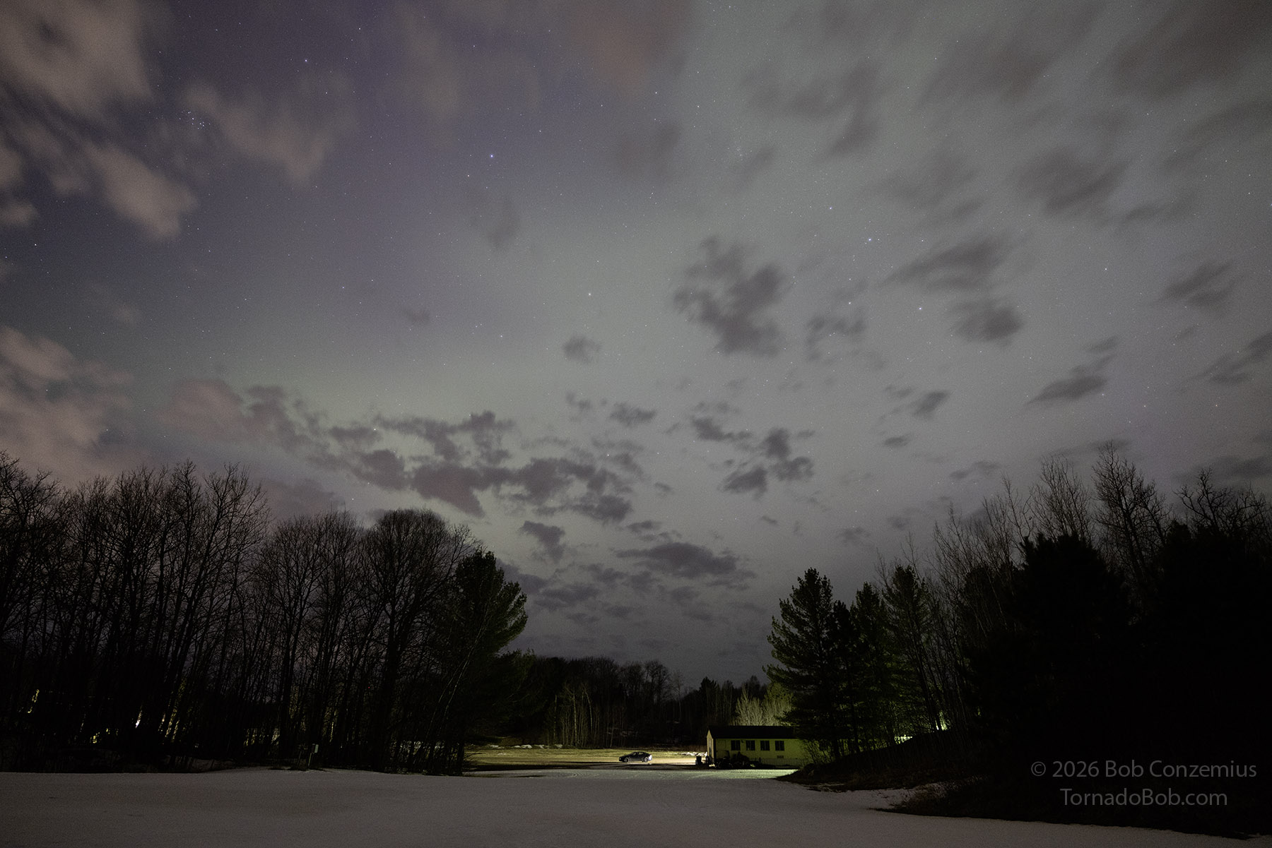Auroras over the biathlon range.