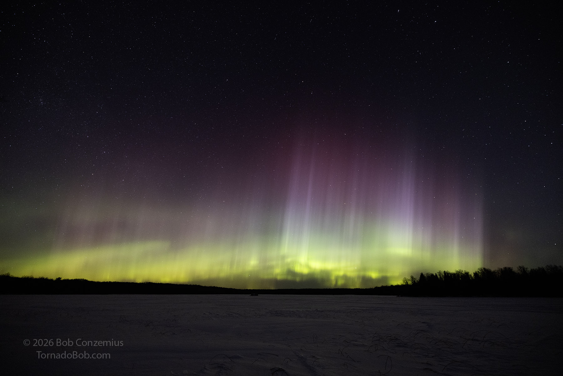 auroras over Wabana Lake, January 20, 2026.