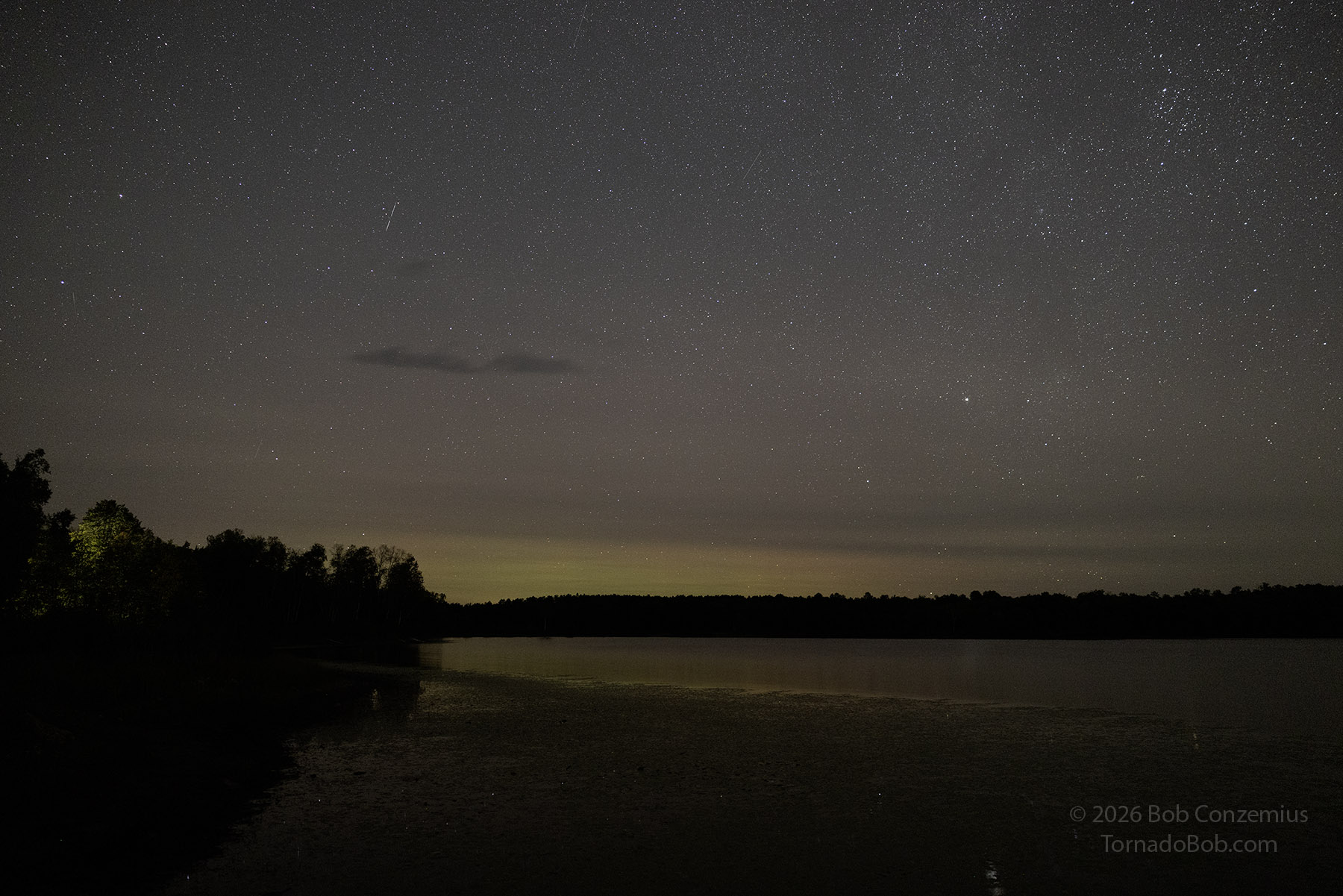 Lights on the northern horizon.