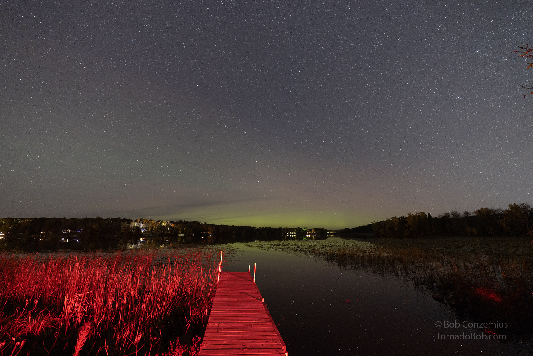 Auroras on the northern horizon at 11:30 PM CDT October 